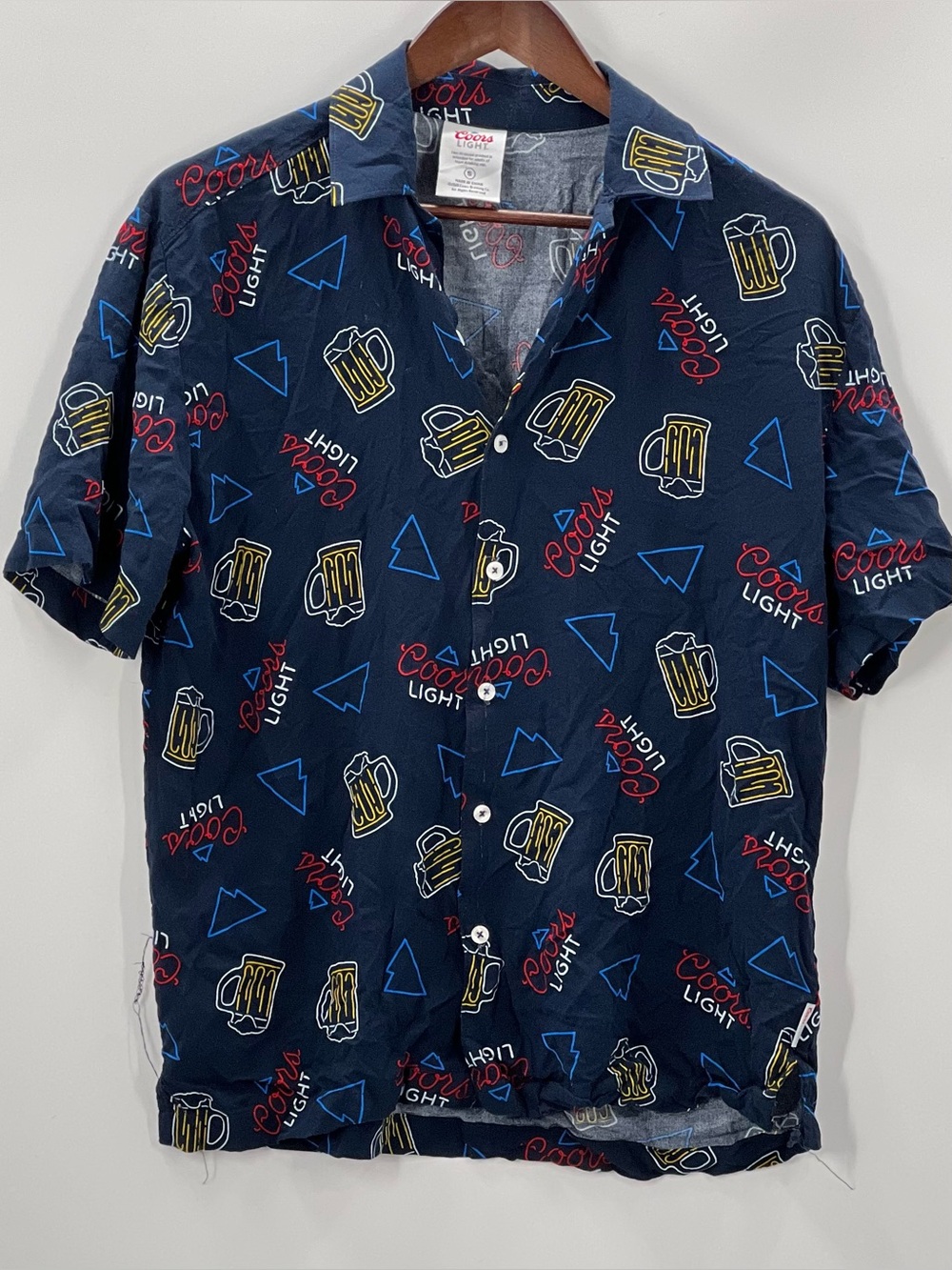 396 Coors Light Navy Short-Sleeve Button-Down Shirt
